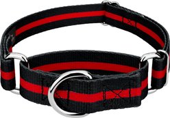 Country Brook Petz Thin Red Line Martingale Dog Collar, Black, Medium