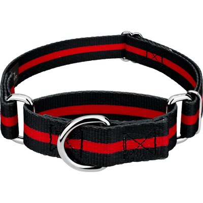 Country Brook Petz Country Brook Petz Thin Red Line Martingale Dog Collar, Black, Medium
