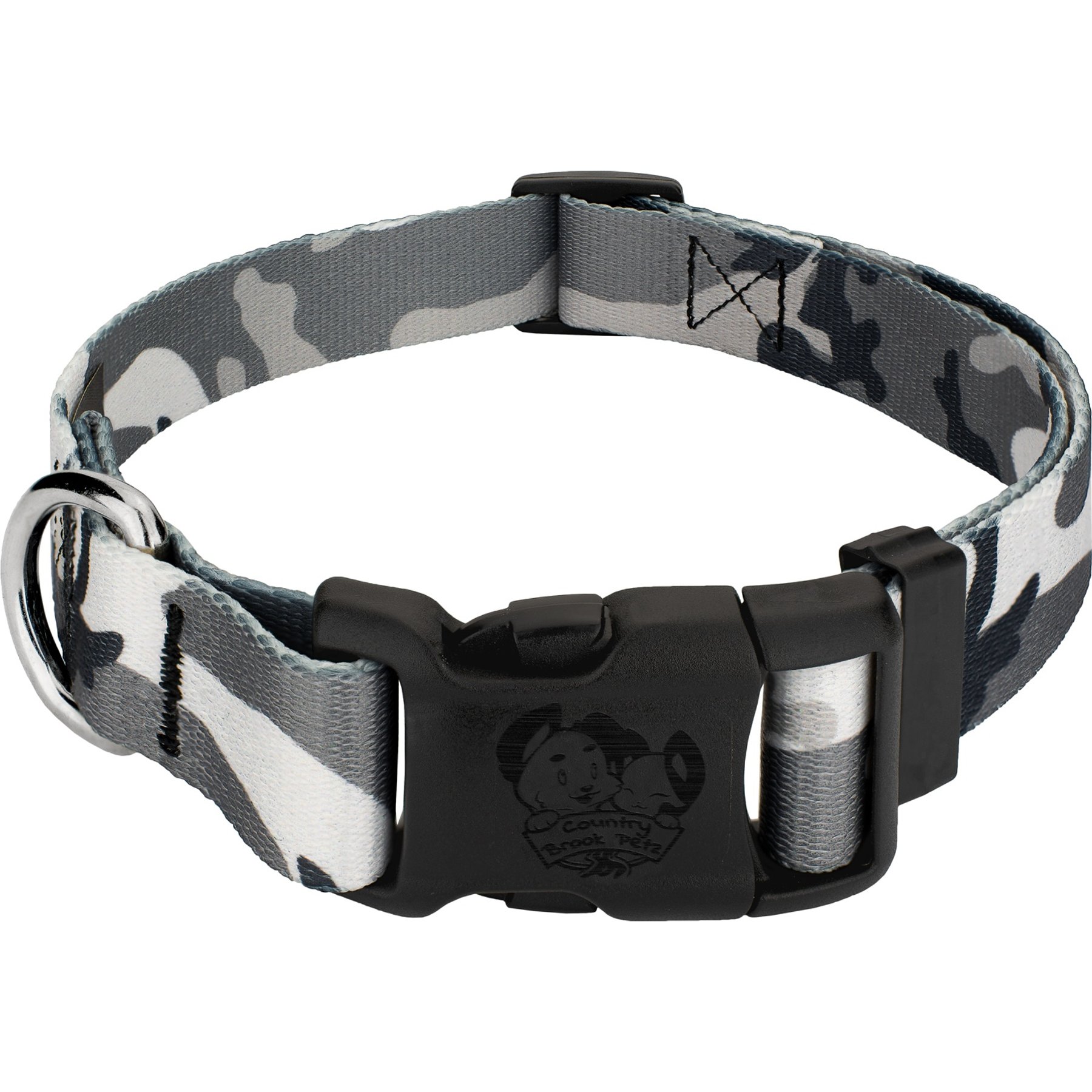 Country Brook Petz Urban Camo Deluxe Dog Collar, Grey, Medium