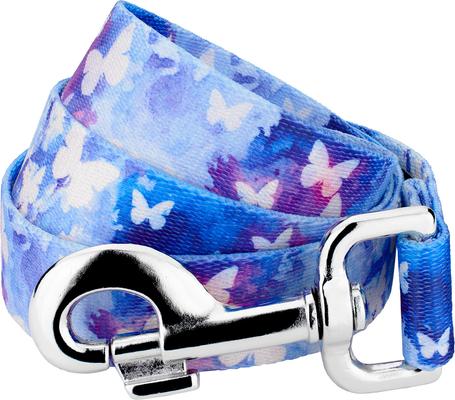 Show full view: Country Brook Petz Watercolor Butterflies Dog Leash, Blue, Medium: 6-ft long, 5/8-in wide slide 1 of 4