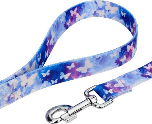 Show full view: Country Brook Petz Watercolor Butterflies Dog Leash, Blue, Medium: 6-ft long, 5/8-in wide slide 2 of 4