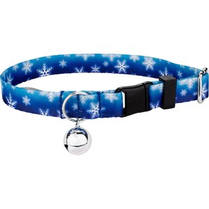 Country Brook Petz Winter Wonderland Cat Collar, Blue, 8 to 12-in neck, 1/2-in wide