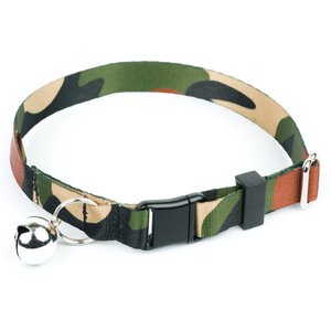 Country Brook Petz Woodland Camo HD Breakaway Cat Collar, Green, 8 to 12 in neck, 1/2-in wide