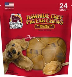 Country Kitchen CK NoHide Peanut Butter Pig Ear Hard Chew Dog Treats, 20.5-oz bag