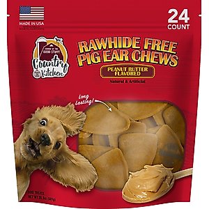 Country Kitchen CK NoHide Peanut Butter Pig Ear Hard Chew Dog Treats, 20.5-oz bag