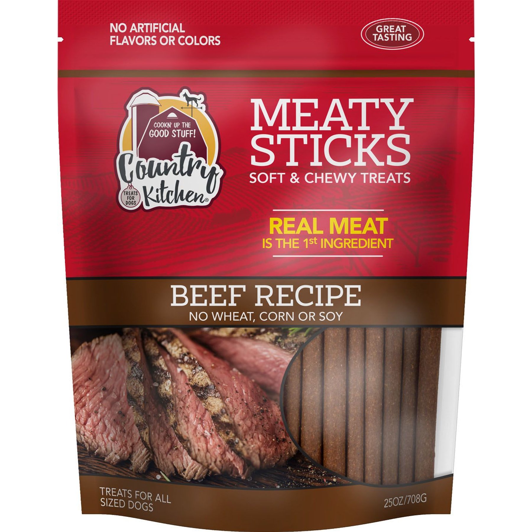 Country Kitchen Meaty Sticks Beef Soft & Chewy Dog Treats, 25-oz bag
