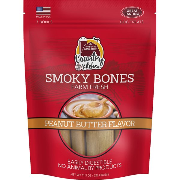 Country Kitchen Smoky Bones Peanut Butter Flavored Hard Chew Dog Treats