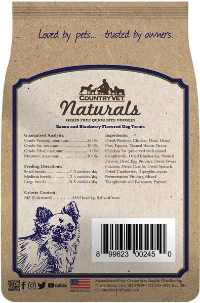 Country Vet Naturals Grain-Free Quick Bite Cookies Bacon & Blueberry Flavored Dog Treats