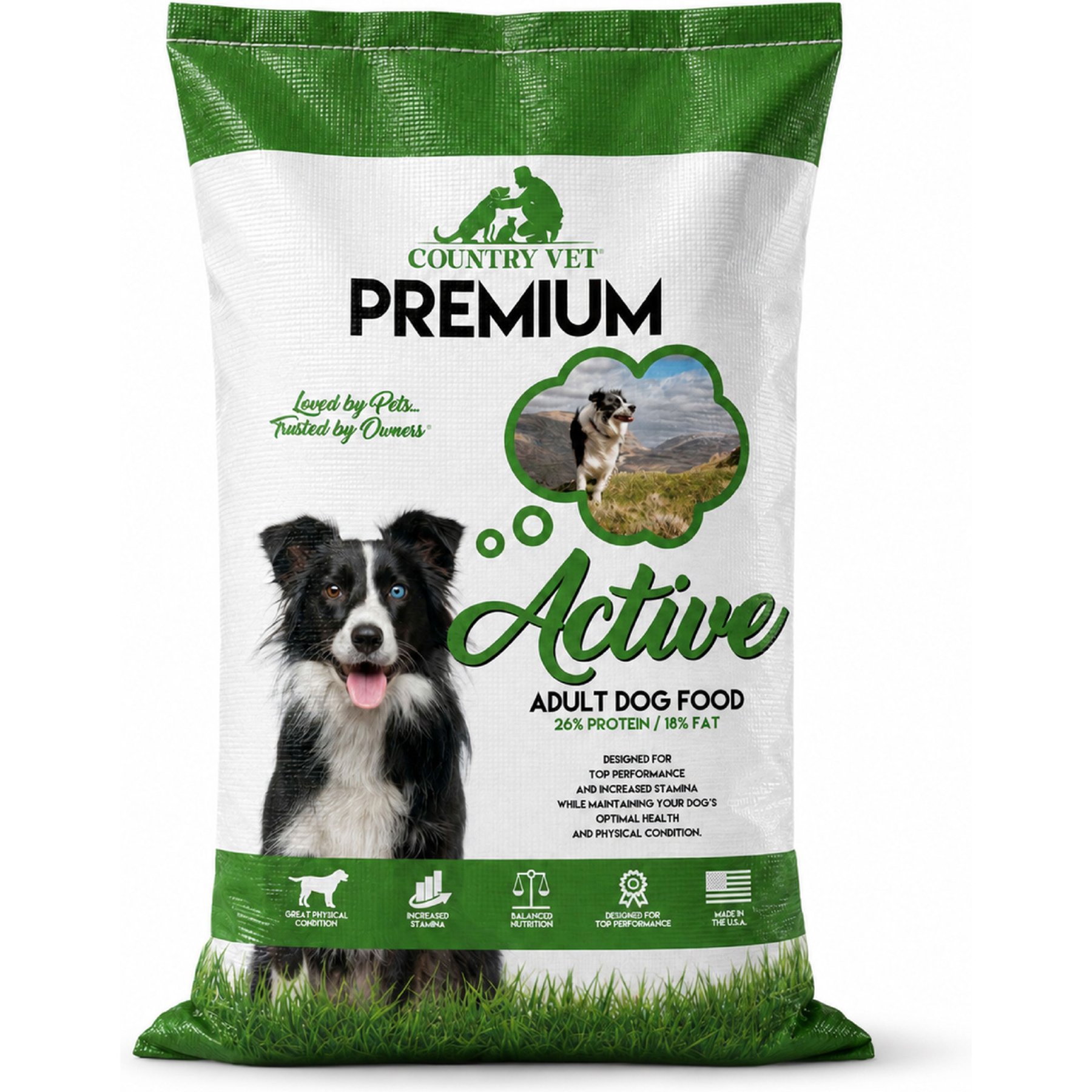 Country Vet Premium Active Adult Chicken Dry Dog Food, 50-lb bag