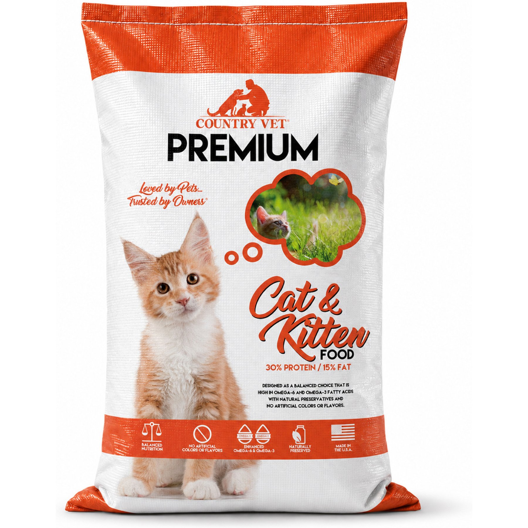 Country Vet Premium Kitten High Protein Chicken Dry Cat Food, 20-lb bag