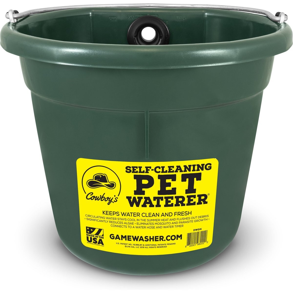 Cowboy's Self-Cleaning Dog Waterer, 5-gal, Green