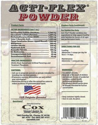 Show full view: Cox Vet Lab Acti-Flex Powder Horse Supplement, 16-lb bucket slide 2 of 3