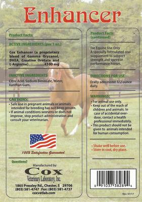 Show full view: Cox Vet Lab Enhancer Liquid Horse Supplement, 1-qt bottle slide 2 of 2