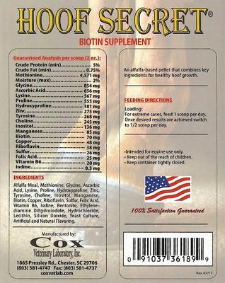 Show full view: Cox Vet Lab Hoof Secret Pellets Horse Supplement, 9-lb bag slide 2 of 4