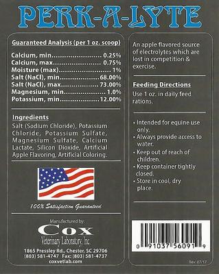 Show full view: Cox Vet Lab Perk-A-Lyte Powder Horse Supplement, 20-lb bucket slide 2 of 2