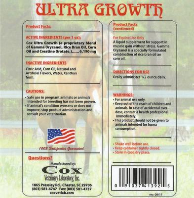 Show full view: Cox Vet Lab Ultra Growth Liquid Horse Supplement, 1-gal bottle slide 2 of 2