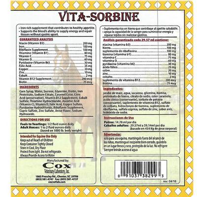 Show full view: Cox Vet Lab Vita-Sorbine Liquid Horse Supplement, 1-gal bottle slide 2 of 2