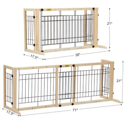 Show full view: Coziwow 21-in Adjustable Extra Wide Freestanding Dog Gate, Natural Wood slide 2 of 10