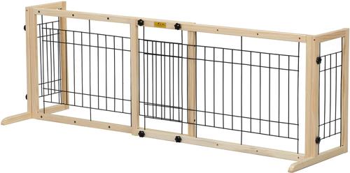 Show full view: Coziwow 21-in Adjustable Extra Wide Freestanding Dog Gate, Natural Wood slide 3 of 10