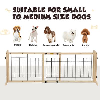 Show full view: Coziwow 21-in Adjustable Extra Wide Freestanding Dog Gate, Natural Wood slide 7 of 10