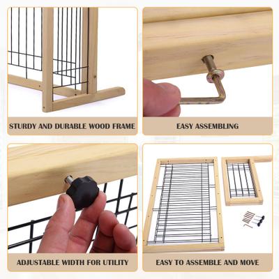 Show full view: Coziwow 21-in Adjustable Extra Wide Freestanding Dog Gate, Natural Wood slide 8 of 10