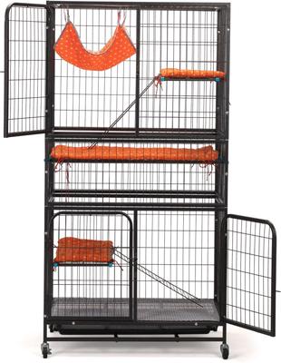 Show full view: Coziwow 3-Door Heavy Duty Cat Cage Playpen with Wheels, Black, 63 inch slide 4 of 11