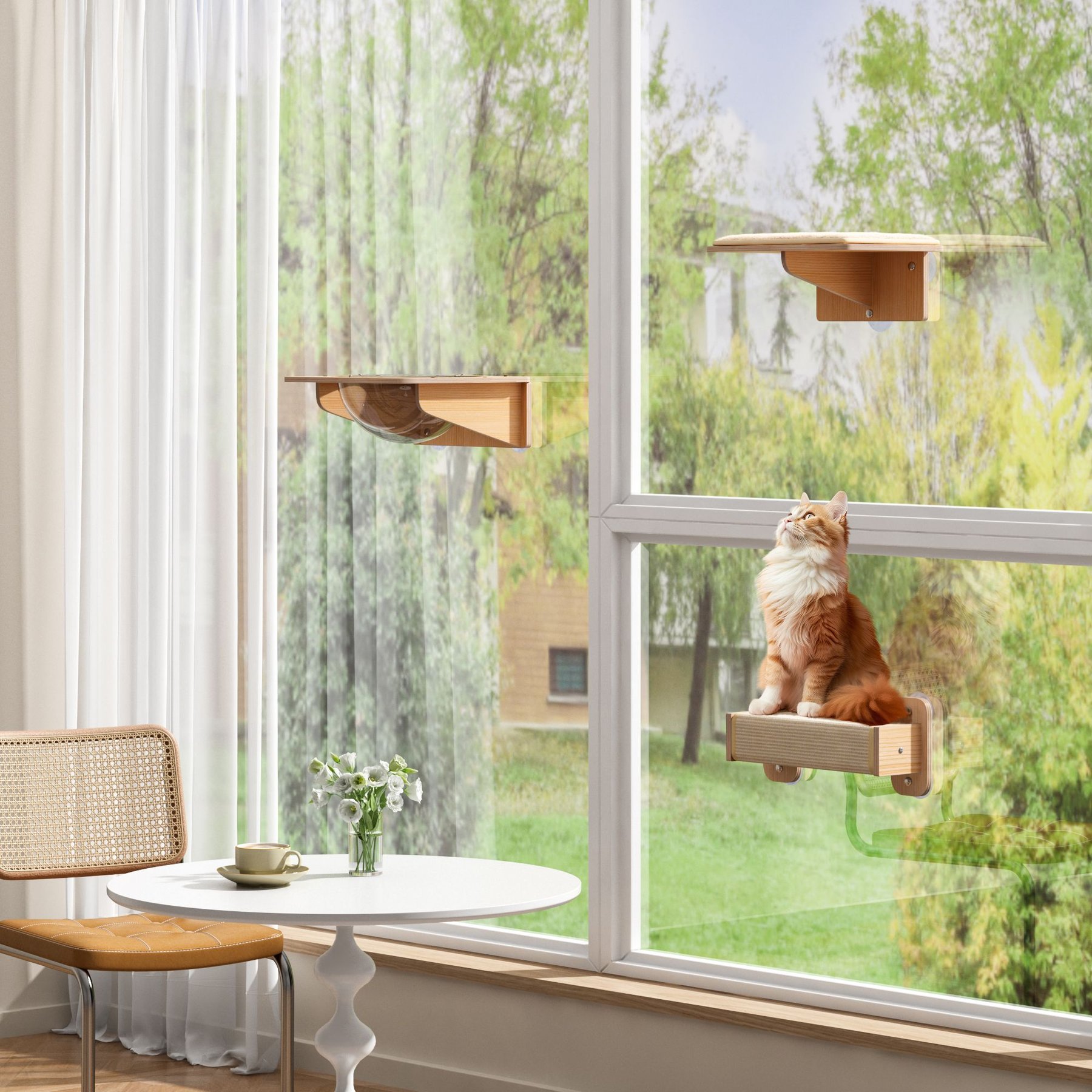 Coziwow 3 Piece Window Perch Suction Cup Hammock Cat Perch
