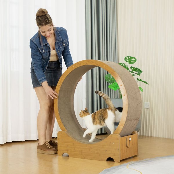 Coziwow 30-in Cat Exercise Wheel Treadmill, Two-sided Cardboard, Brown