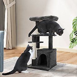 Coziwow 33-in Cat Tree Condo with Toy, Dark Grey