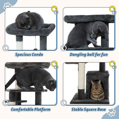 Show full view: Coziwow 33-in Cat Tree Condo with Toy, Dark Grey slide 8 of 11