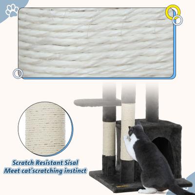 Show full view: Coziwow 33-in Cat Tree Condo with Toy, Dark Grey slide 7 of 11