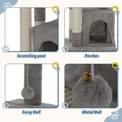 Show full view: Coziwow 33-in Cat Tree Condo with Toy, Grey slide 9 of 12