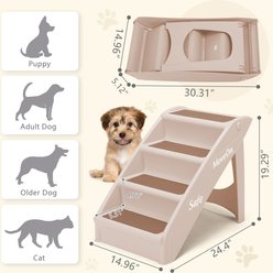 Coziwow 4-Step Foldable Dog Stairs, Beige slide 2 of 9