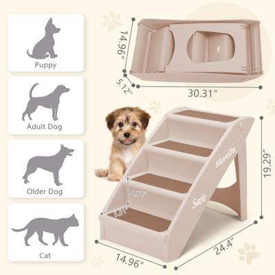 Show full view: Coziwow 4-Step Foldable Dog Stairs, Beige slide 2 of 11