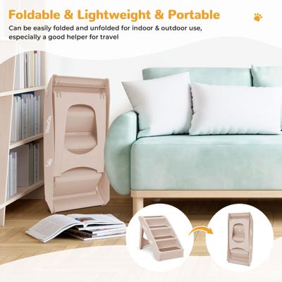 Show full view: Coziwow 4-Step Foldable Dog Stairs, Beige slide 6 of 11