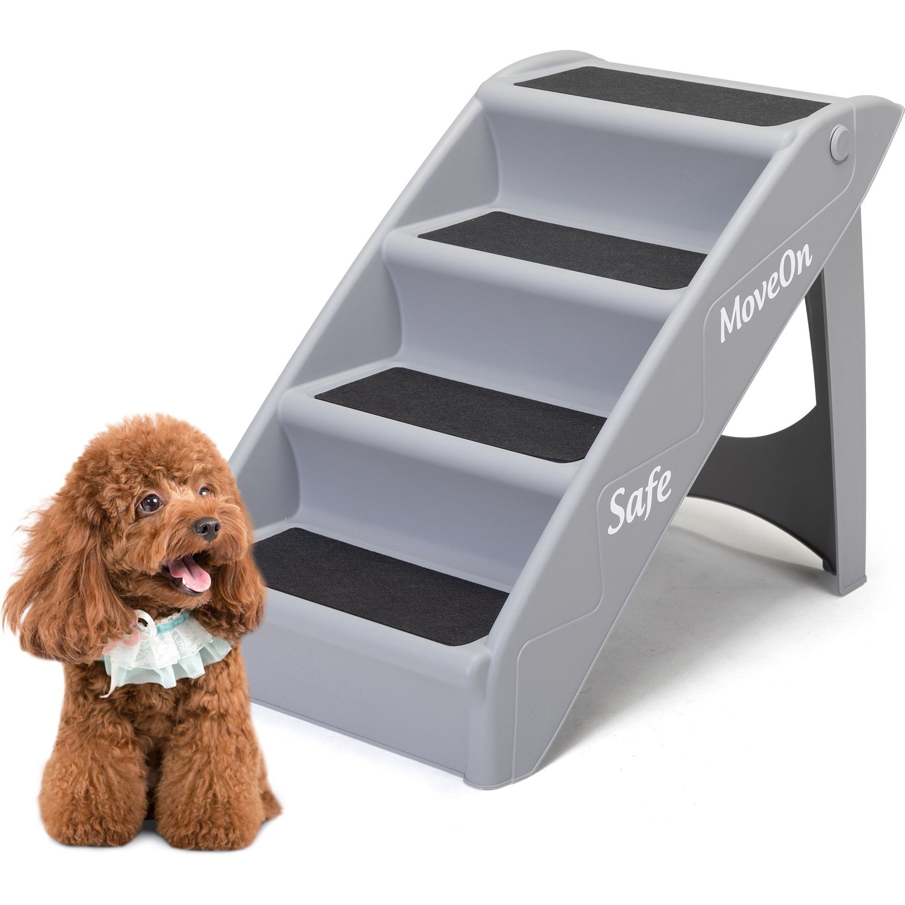 Coziwow 4-Step Foldable Dog Stairs, Gray
