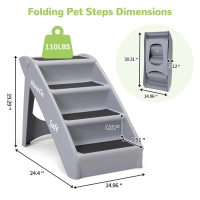 Show full view: Coziwow 4-Step Foldable Dog Stairs, Gray slide 2 of 11