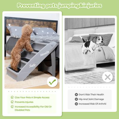 Show full view: Coziwow 4-Step Foldable Dog Stairs, Gray slide 4 of 11