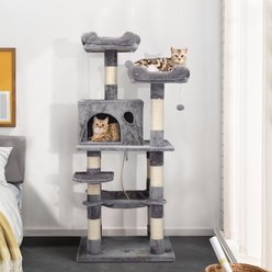Coziwow 58-in Cat Tree & Condo with Hammock & Toy, Grey