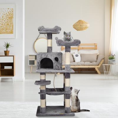 Show full view: Coziwow 58-in Cat Tree & Condo with Hammock & Toy, Grey slide 2 of 12