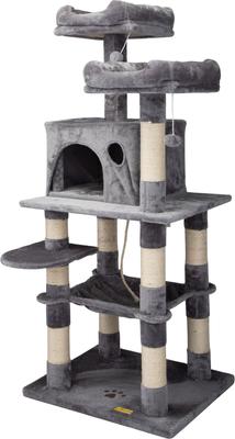 Show full view: Coziwow 58-in Cat Tree & Condo with Hammock & Toy, Grey slide 4 of 12