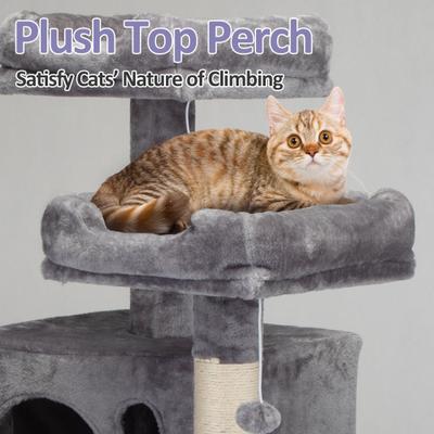 Show full view: Coziwow 58-in Cat Tree & Condo with Hammock & Toy, Grey slide 6 of 12