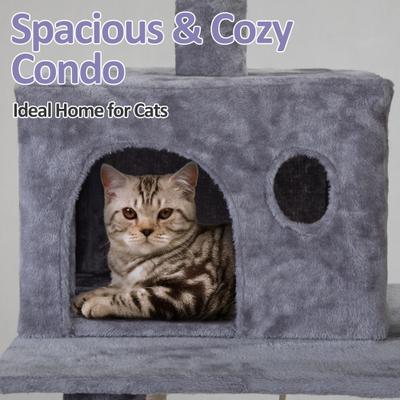 Show full view: Coziwow 58-in Cat Tree & Condo with Hammock & Toy, Grey slide 7 of 12