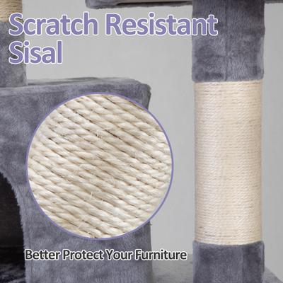 Show full view: Coziwow 58-in Cat Tree & Condo with Hammock & Toy, Grey slide 8 of 12