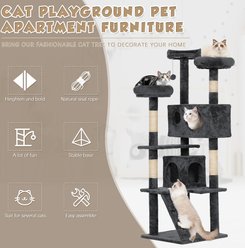 Coziwow 60-in Cat Tree & Condo with Hanging Toy, Grey slide 2 of 9