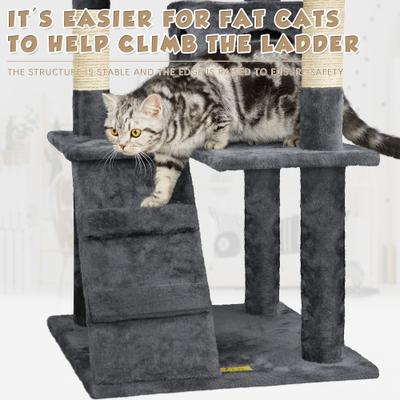 Show full view: Coziwow 60-in Cat Tree & Condo with Hanging Toy, Grey slide 8 of 11