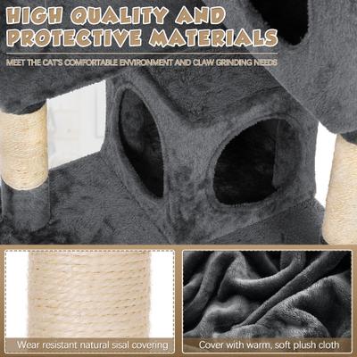 Show full view: Coziwow 60-in Cat Tree & Condo with Hanging Toy, Grey slide 3 of 11