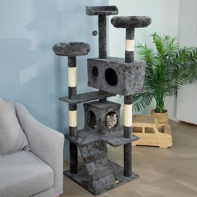 Show full view: Coziwow 60-in Cat Tree & Condo with Hanging Toy, Grey slide 4 of 11