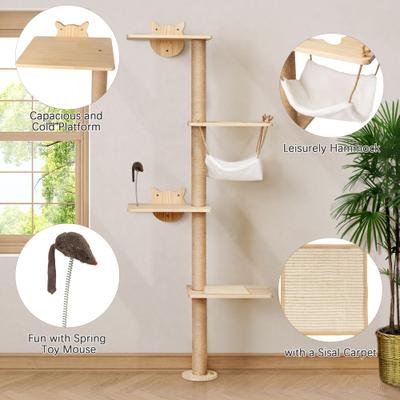 Show full view: Coziwow 69-in Wall Mounted Shelf Climbing Cat Tree slide 9 of 12