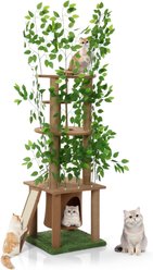 Coziwow 76.8-in Large Leaves Plant Activity Tower Cat Tree & Condo, Brown/Green